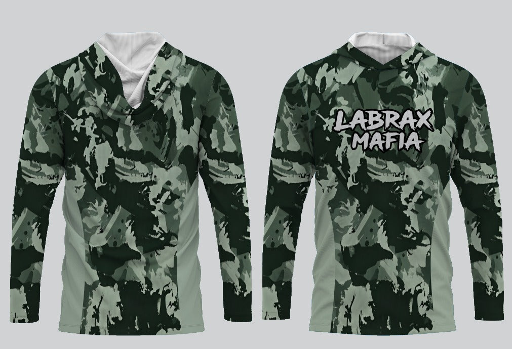 Labrax Mafia Hooded UPF 50+ Sun Top - Green Camo