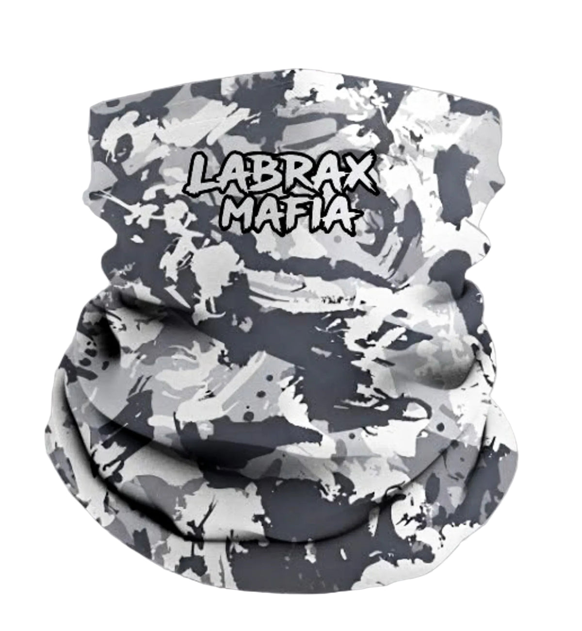Labrax Mafia camo snood in grey — UV protection fishing neck gaiter
