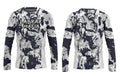 Labrax Mafia UPF 50+ long sleeve sun top in grey camo — front and back view